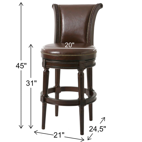 Upholstered Swivel Counter and Bar Stool  Wooden Bazar