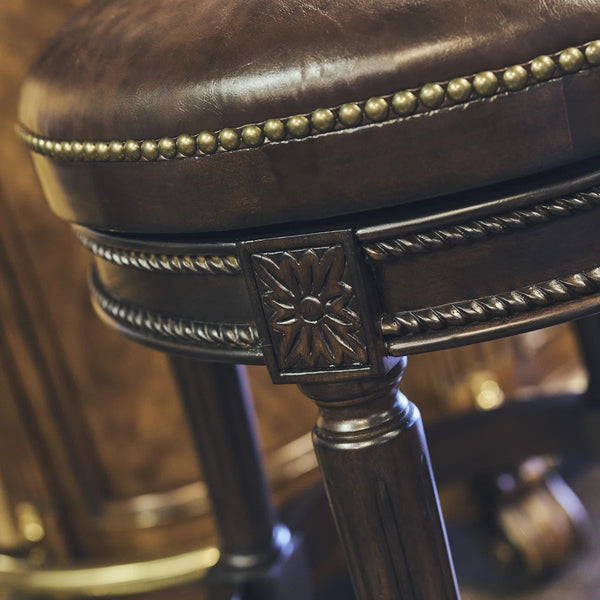 Upholstered Swivel Counter and Bar Stool  Wooden Bazar
