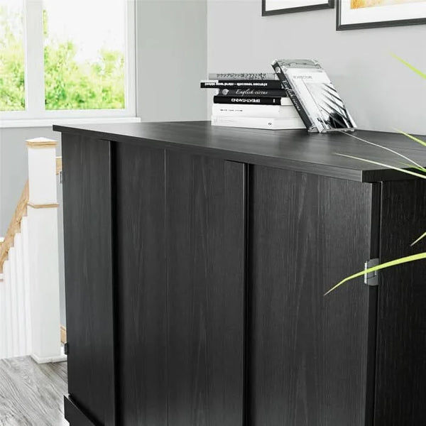 Queen Trifold Cabinet Murphy Bed with Memory Foam Mattress and Storage Drawers