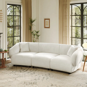 Valette Contemporary Curved Bouclé Upholstered Sectional Sofa With Plush Seating And Sculptural Silhouette  Wooden Bazar
