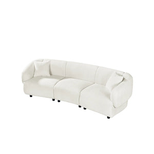 Valette Contemporary Curved Bouclé Upholstered Sectional Sofa With Plush Seating And Sculptural Silhouette  Wooden Bazar