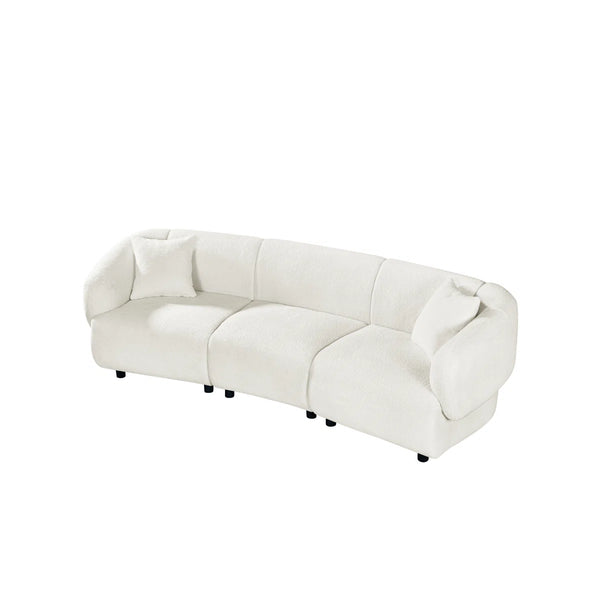Valette Contemporary Curved Bouclé Upholstered Sectional Sofa With Plush Seating And Sculptural Silhouette  Wooden Bazar