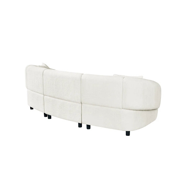 Valette Contemporary Curved Bouclé Upholstered Sectional Sofa With Plush Seating And Sculptural Silhouette  Wooden Bazar
