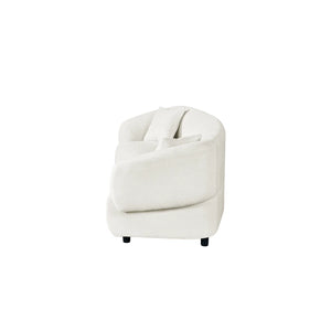 Valette Contemporary Curved Bouclé Upholstered Sectional Sofa With Plush Seating And Sculptural Silhouette  Wooden Bazar
