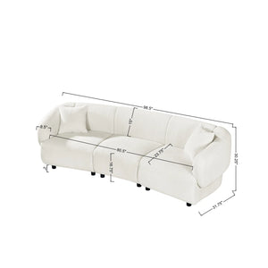 Valette Contemporary Curved Bouclé Upholstered Sectional Sofa With Plush Seating And Sculptural Silhouette  Wooden Bazar