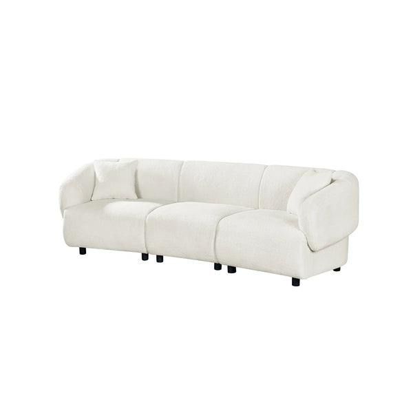 Valette Contemporary Curved Bouclé Upholstered Sectional Sofa With Plush Seating And Sculptural Silhouette  Wooden Bazar