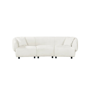 Valette Contemporary Curved Bouclé Upholstered Sectional Sofa With Plush Seating And Sculptural Silhouette  Wooden Bazar