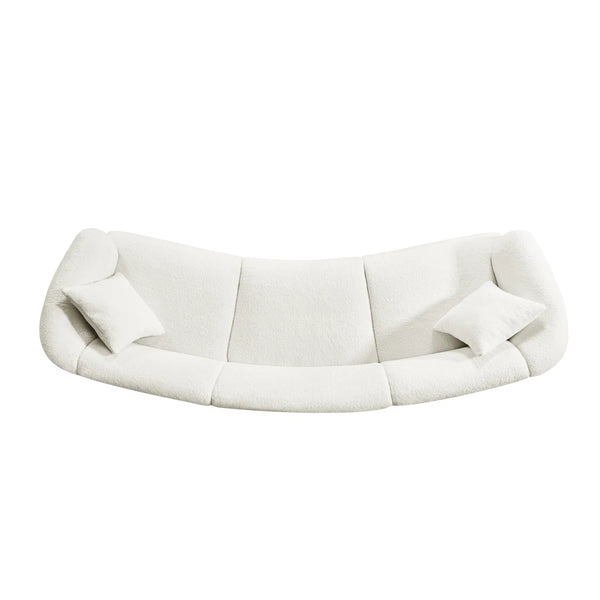 Valette Contemporary Curved Bouclé Upholstered Sectional Sofa With Plush Seating And Sculptural Silhouette  Wooden Bazar