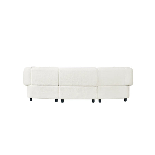 Valette Contemporary Curved Bouclé Upholstered Sectional Sofa With Plush Seating And Sculptural Silhouette  Wooden Bazar