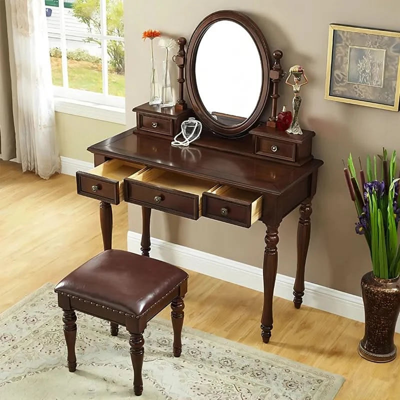 Ozaster Wooden Vintage Vanity Dressing Table