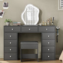 Vanity Desk Without Mirror, Makeup Vanity With 11 Drawers And Charging Station, White Vanity With Storage For Bedroom, Home Office Computer Desk For Bedroom  Wooden Bazar