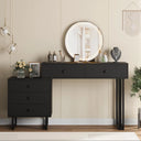 Vanity Desk with Mirror and Lights, Small Makeup Vanity with 5 Drawers, Modern Makeup Vanity Organizer with 3 Color Lights  Wooden Bazar