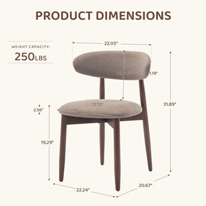 Vannie Upholstered Solid Wood Side Dining Chair (Set of 2)  Wooden Bazar