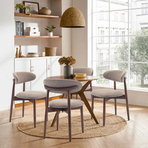 Vannie Upholstered Solid Wood Side Dining Chair (Set of 2)  Wooden Bazar