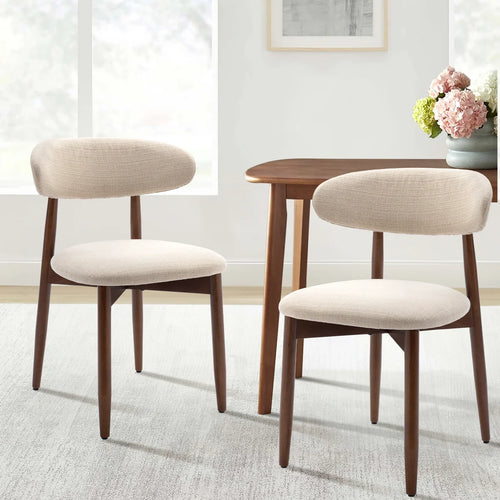 Vannie Upholstered Solid Wood Side Dining Chair (Set of 2)  Wooden Bazar