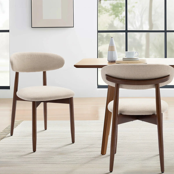 Vannie Upholstered Solid Wood Side Dining Chair (Set of 2)  Wooden Bazar