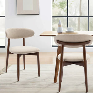 Vannie Upholstered Solid Wood Side Dining Chair (Set of 2)  Wooden Bazar