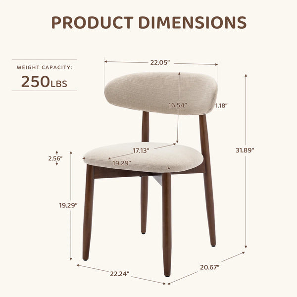 Vannie Upholstered Solid Wood Side Dining Chair (Set of 2)  Wooden Bazar