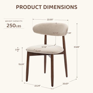 Vannie Upholstered Solid Wood Side Dining Chair (Set of 2)  Wooden Bazar