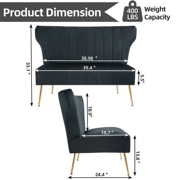 Reception Loveseat Wooden Bazar