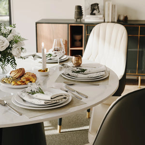 Modern Round Dining Set with Sintered Stone Table & PU Chairs - Wooden Bazar