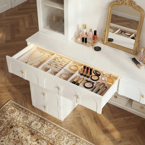 Versatile Vanity Desk With Massive Storage  Wooden Bazar