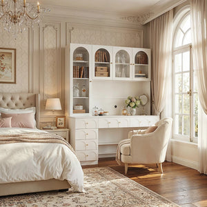 Versatile Vanity Desk With Massive Storage  Wooden Bazar