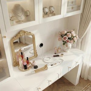Versatile Vanity Desk With Massive Storage  Wooden Bazar