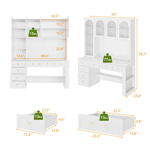 Versatile Vanity Desk With Massive Storage  Wooden Bazar