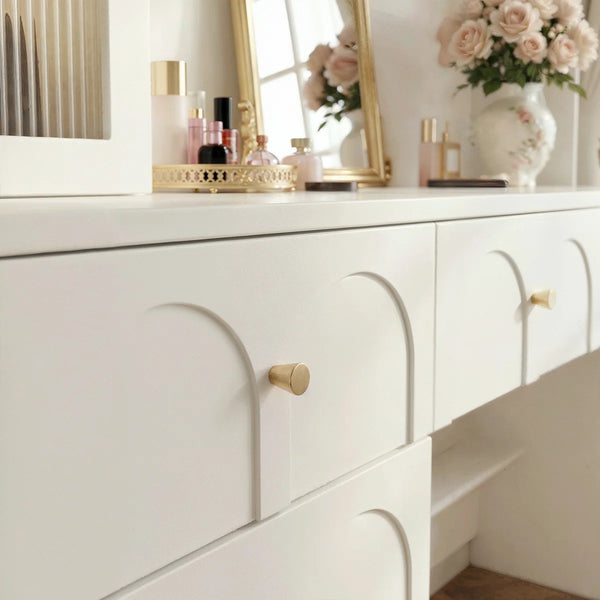 Versatile Vanity Desk With Massive Storage  Wooden Bazar