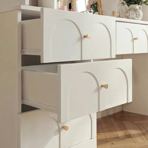 Versatile Vanity Desk With Massive Storage  Wooden Bazar