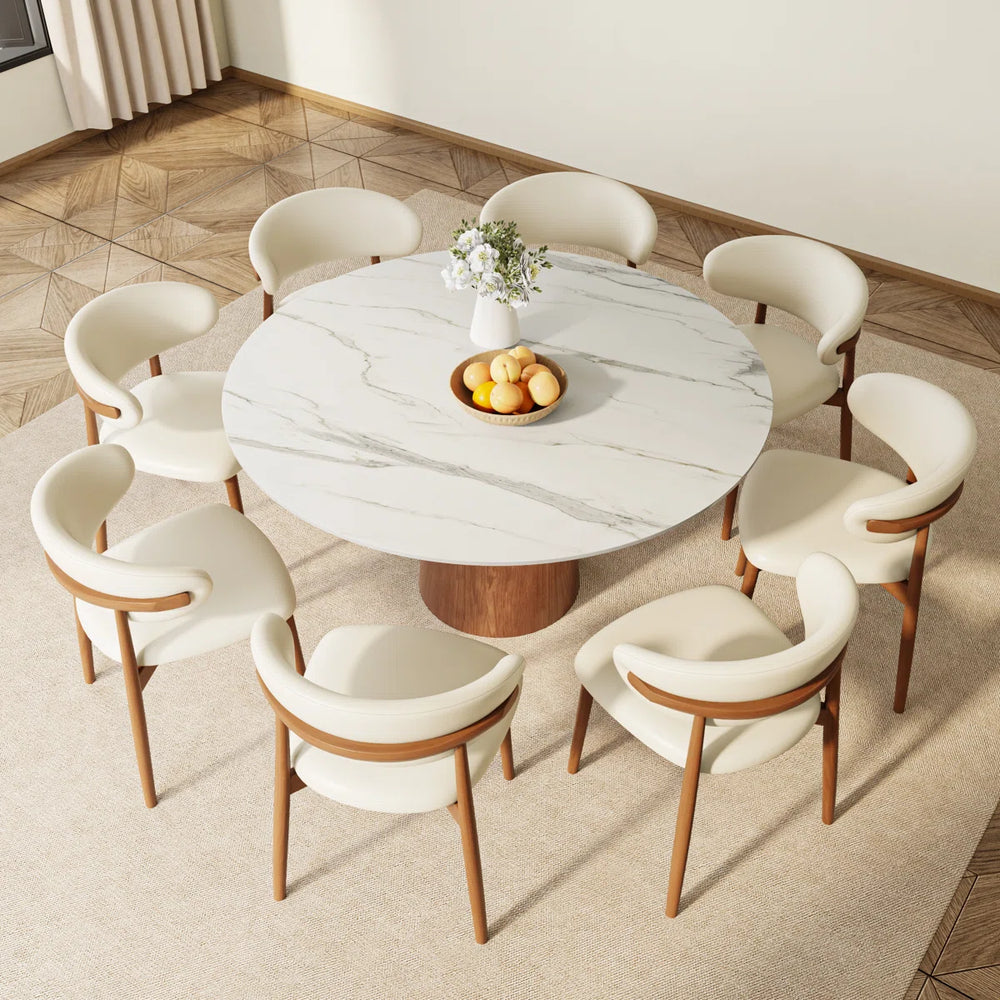 Kitchen Dining Table Set Farmhouse Round Pedestal (1 Table 8 Chairs)