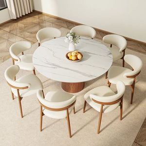 Kitchen Dining Table Set Farmhouse Round Pedestal (1 Table 8 Chairs)