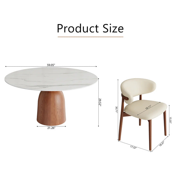 Kitchen Dining Table Set Farmhouse Round Pedestal (1 Table 8 Chairs)