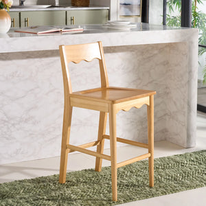 Vicki Rosetty Scallop-Back Counter Stool  Wooden Bazar