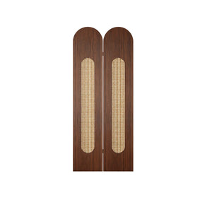 Vintage-Style Imitation Rattan Folding Room Divider  Wooden Bazar