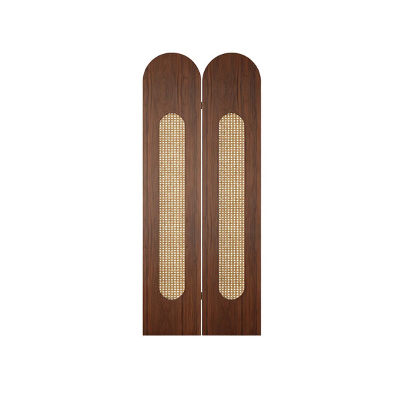 Vintage-Style Imitation Rattan Folding Room Divider  Wooden Bazar