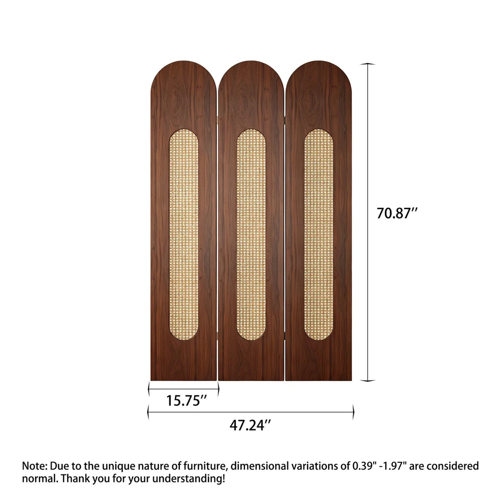Vintage-Style Imitation Rattan Folding Room Divider  Wooden Bazar