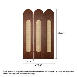 Vintage-Style Imitation Rattan Folding Room Divider  Wooden Bazar
