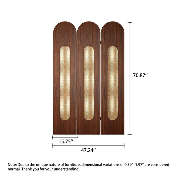 Vintage-Style Imitation Rattan Folding Room Divider  Wooden Bazar