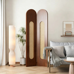 Vintage-Style Imitation Rattan Folding Room Divider  Wooden Bazar