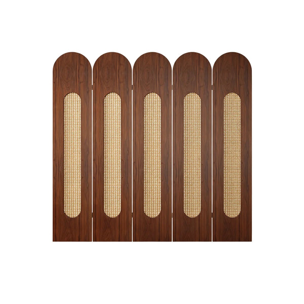 Vintage-Style Imitation Rattan Folding Room Divider  Wooden Bazar
