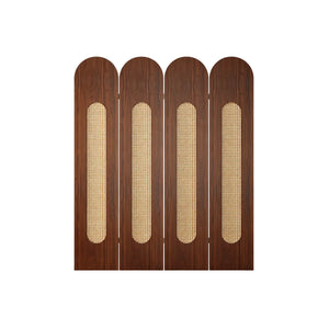 Vintage-Style Imitation Rattan Folding Room Divider  Wooden Bazar