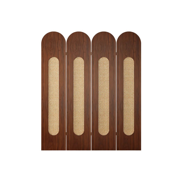Vintage-Style Imitation Rattan Folding Room Divider  Wooden Bazar