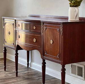 Vintage Multi-Drawer Console Cabinet with Fluted Legs for Entryway & Hallway  Wooden Bazar