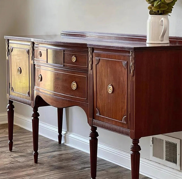 Vintage Multi-Drawer Console Cabinet with Fluted Legs for Entryway & Hallway  Wooden Bazar