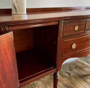 Vintage Multi-Drawer Console Cabinet with Fluted Legs for Entryway & Hallway  Wooden Bazar