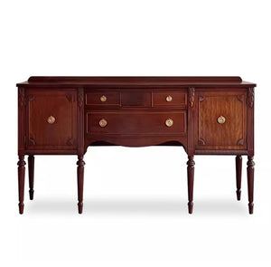 Vintage Multi-Drawer Console Cabinet with Fluted Legs for Entryway & Hallway  Wooden Bazar