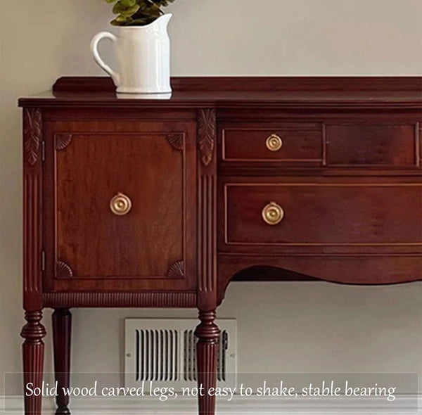 Vintage Multi-Drawer Console Cabinet with Fluted Legs for Entryway & Hallway  Wooden Bazar