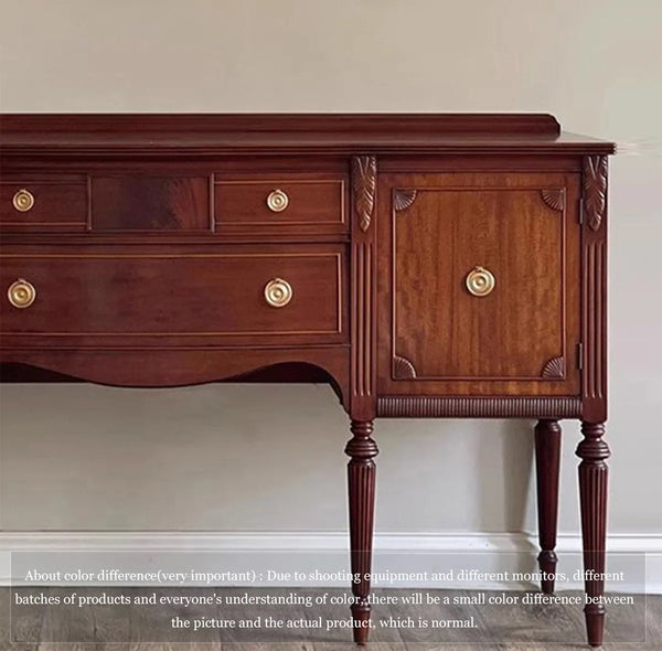 Vintage Multi-Drawer Console Cabinet with Fluted Legs for Entryway & Hallway  Wooden Bazar